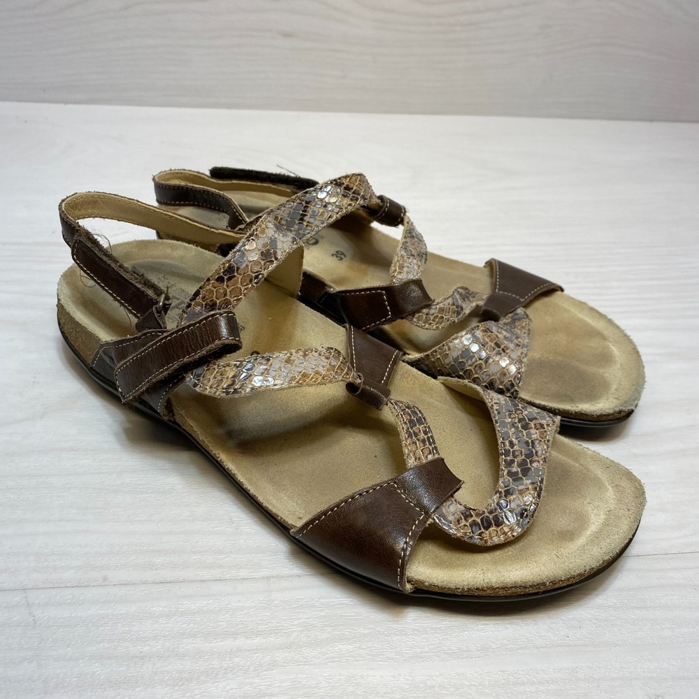 Mephisto Air-Relax Adelie Sandals Womens Size 8 Snakeskin-print Leather Straps
